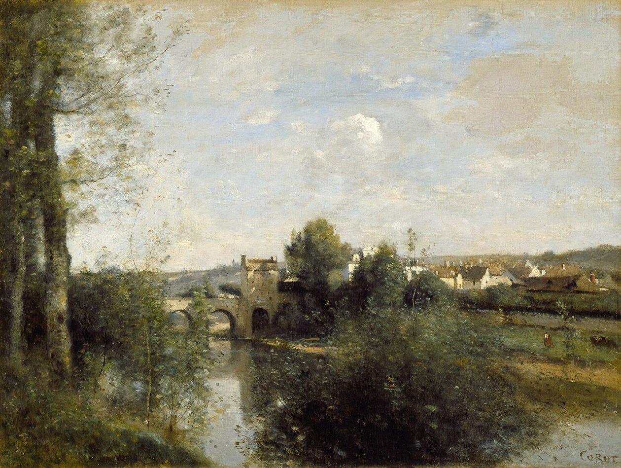 Seine et vieux pont à Limay - Jean Baptiste Camille Corot