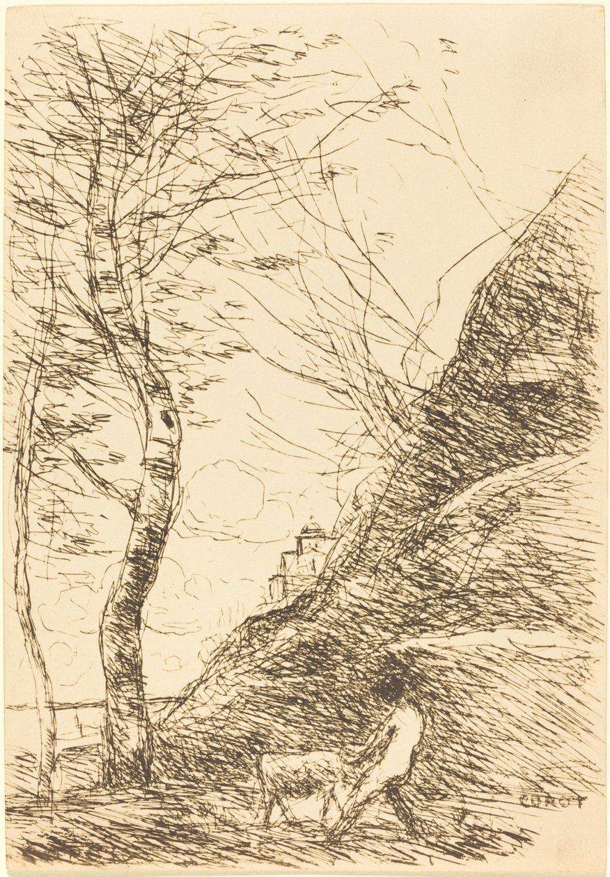 Berger luttant avec sa chèvre - Jean Baptiste Camille Corot