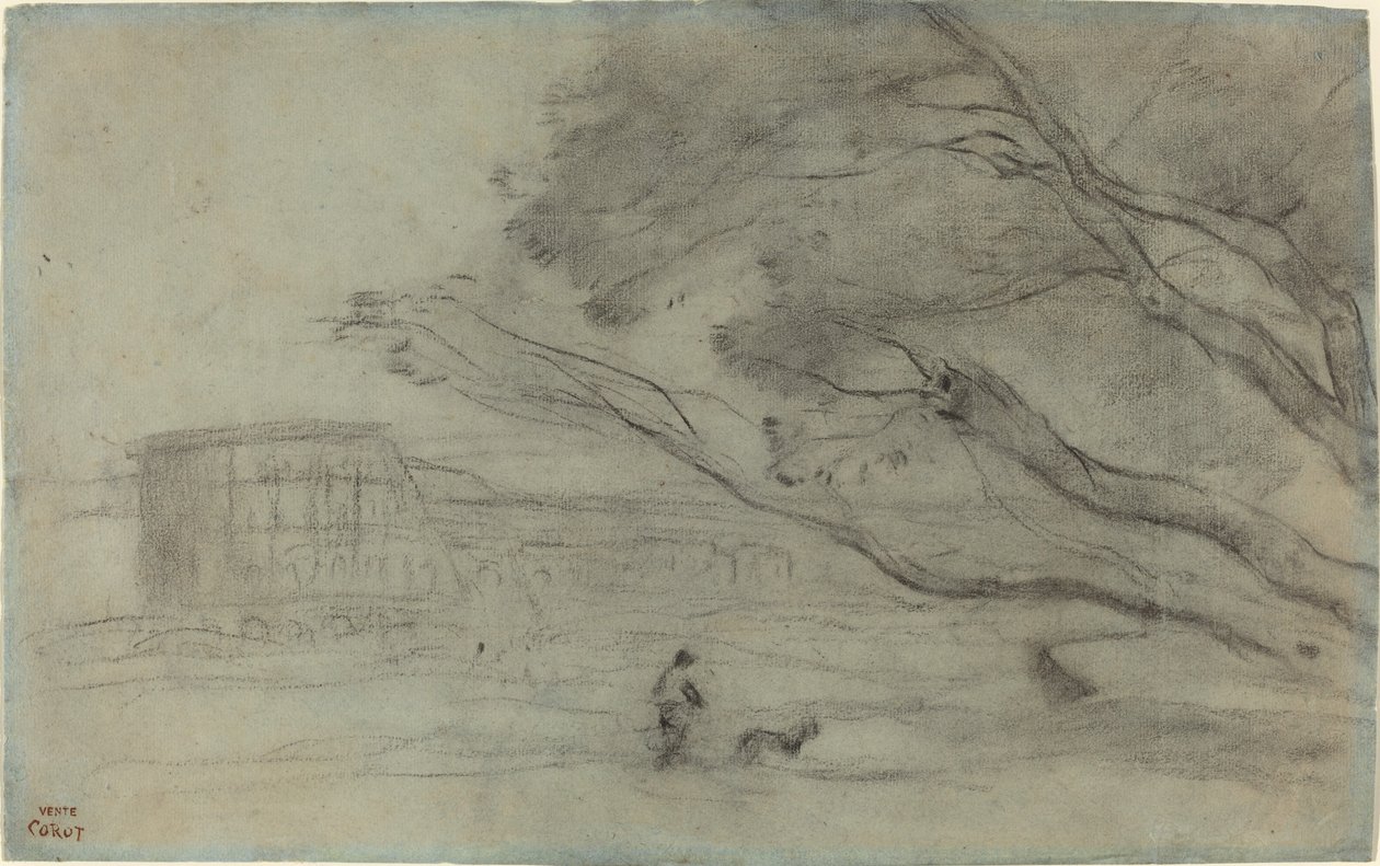 Souvenir : Paysage romain avec le Colisée - Jean Baptiste Camille Corot