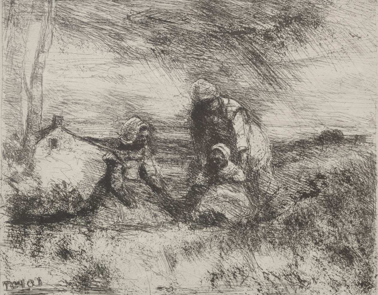 La Petite Sœur, impression originale 1854, imprimée en 1921 - Jean-Baptiste-Camille Corot
