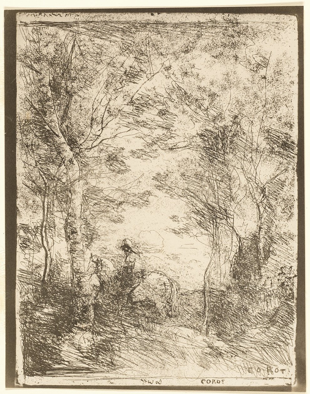 Le cavalier dans les bois, petite plaque - Jean Baptiste Camille Corot