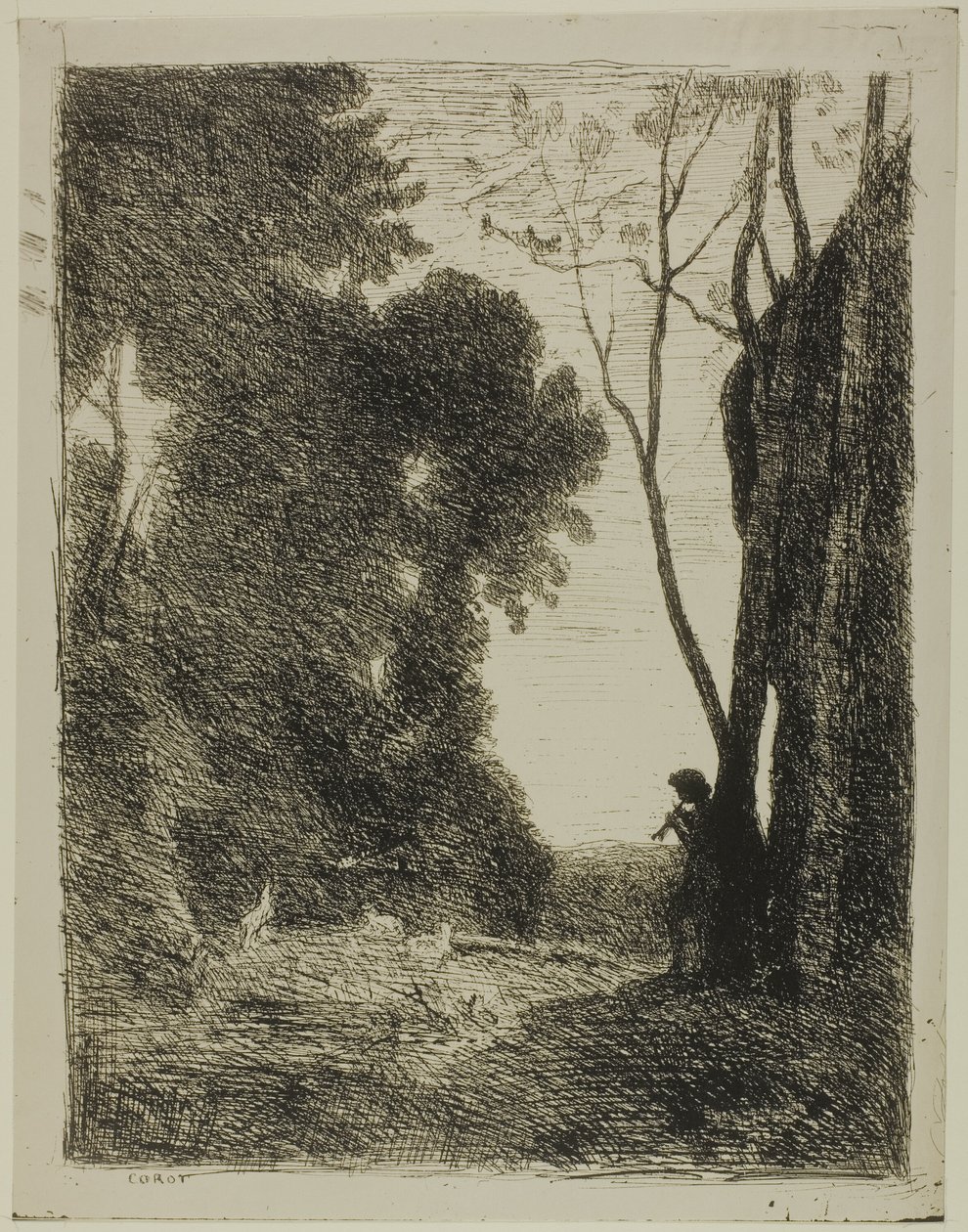 Le jeune berger, deuxième planche - Jean Baptiste Camille Corot