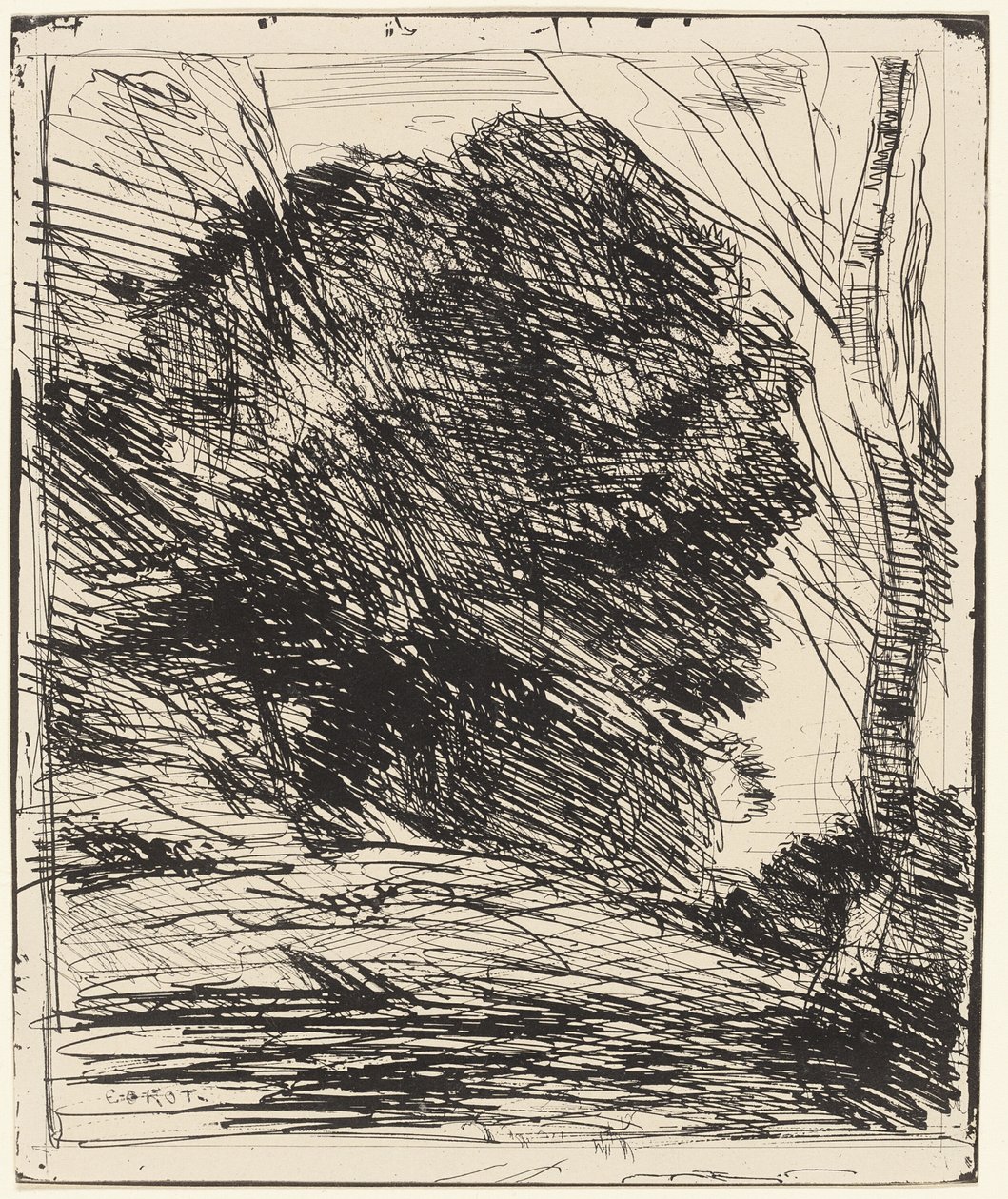 Arbres sur une montagne - Jean Baptiste Camille Corot