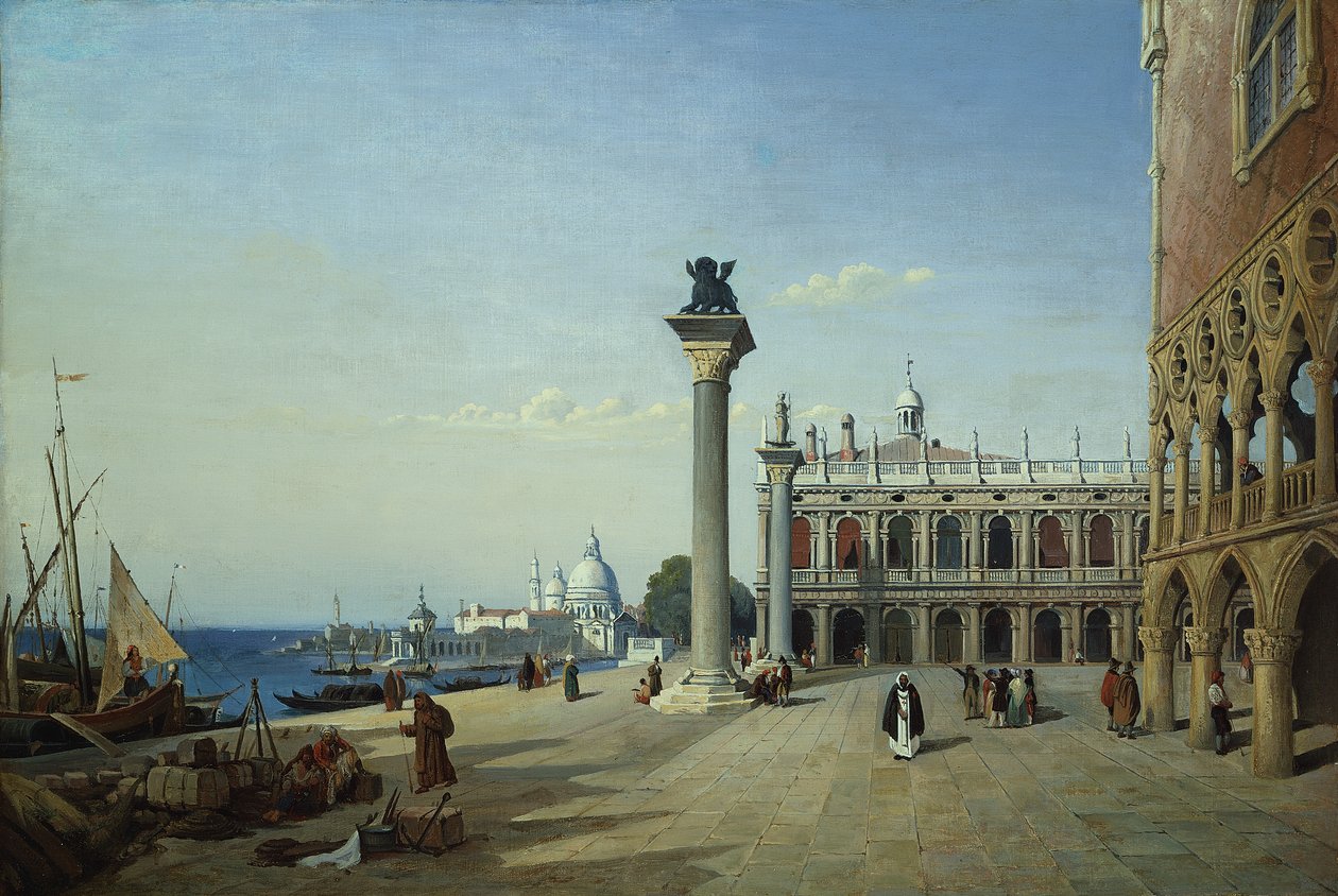 Vue de Venise : La Piazzetta vue de la Riva degli Schiavoni - Jean Baptiste Camille Corot