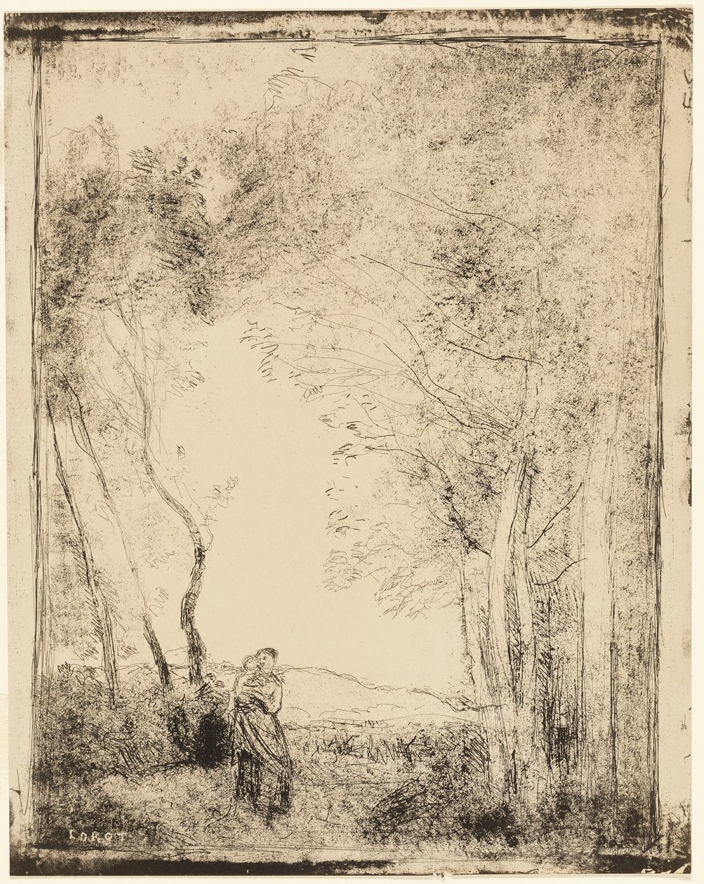 Jeune mère au bord des bois - Jean Baptiste Camille Corot