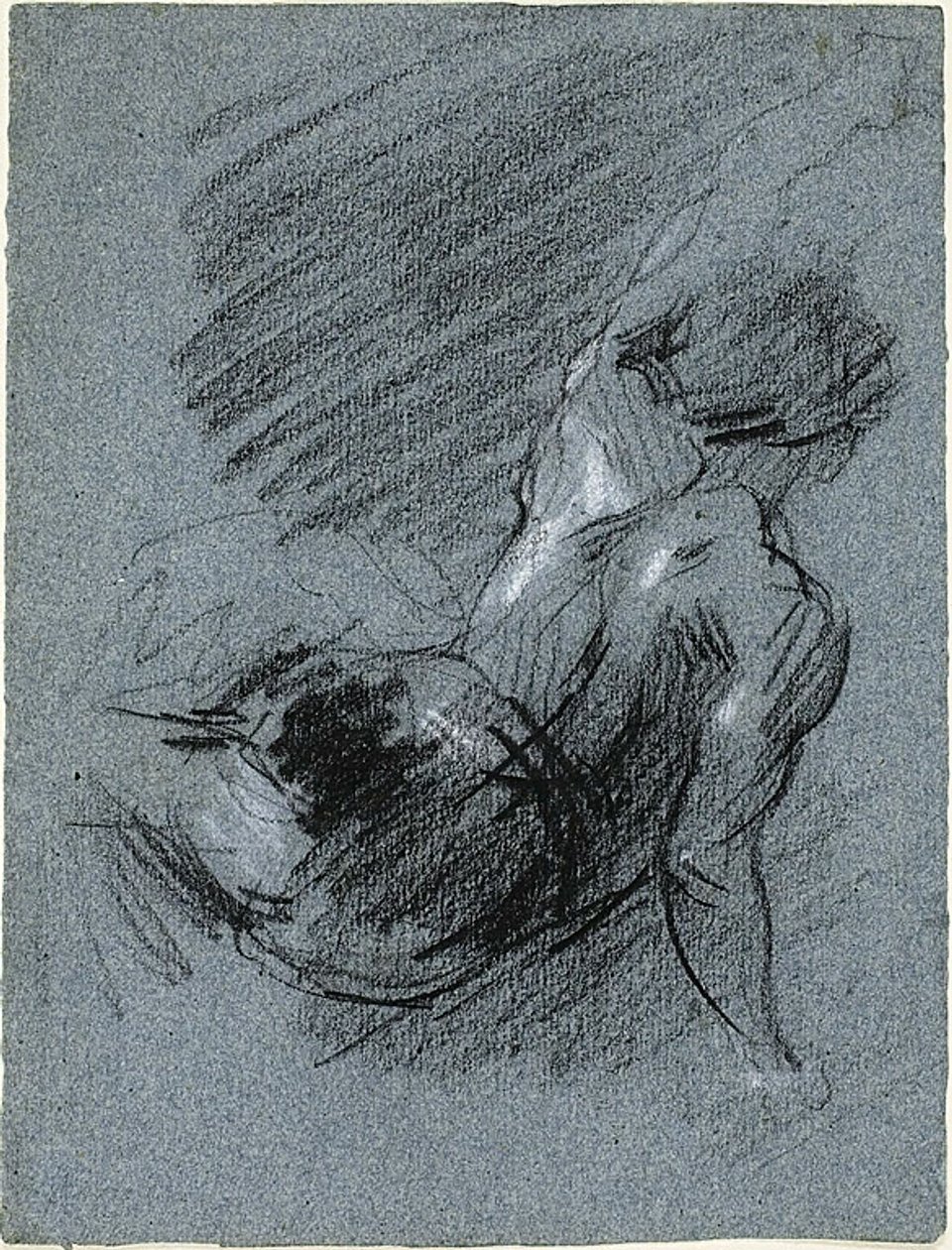 Vue arrière du personnage assis, levant le bras gauche - Jean Baptiste Carpeaux