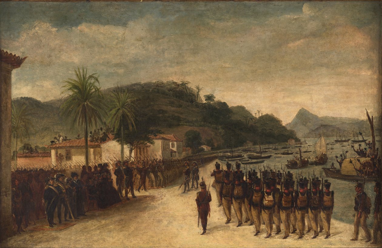 Embarquement, à Praia Grande, de troupes destinées au blocus de Montivideu - Jean Baptiste Debret