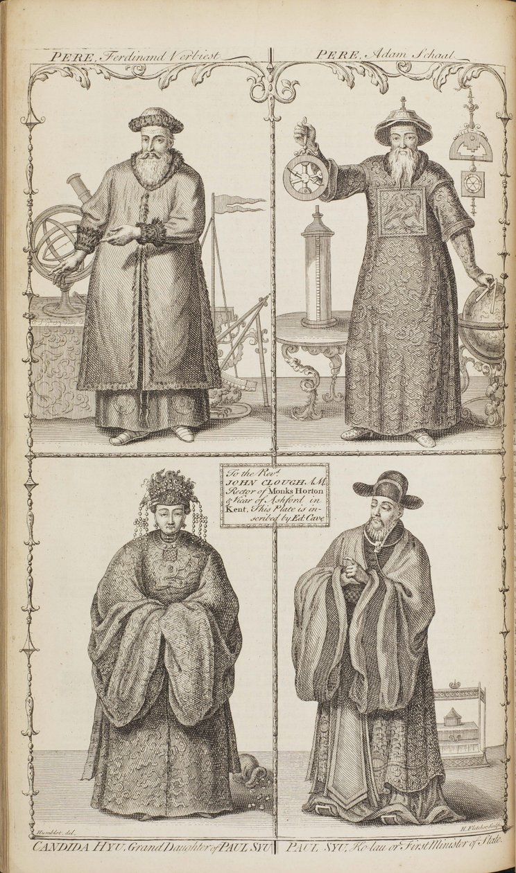 Portraits de Ferdinand Verbiest, Adam Schall, Candida Xu et Xu Guangqi - Jean Baptiste Du Halde