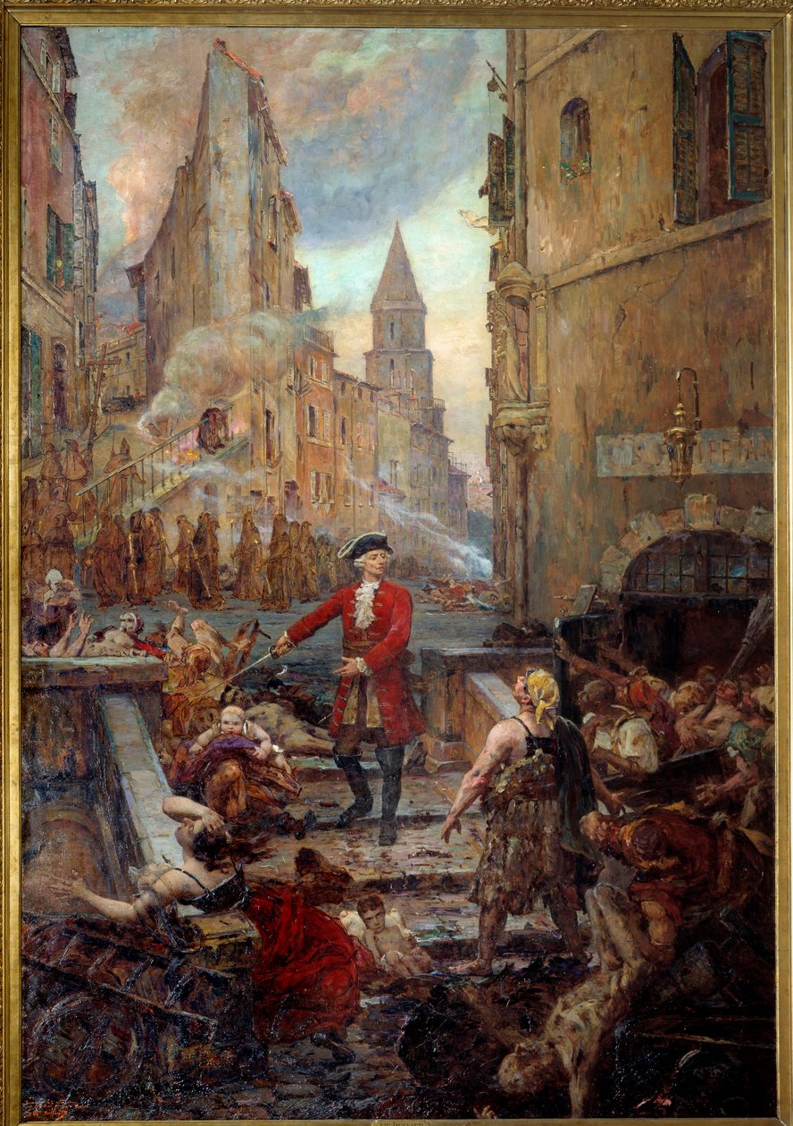 Le Chevalier Roze à la Montée des Aroules à Marseille Nicola Roze (1675-1733) libère le quartier des Armoules à Marseille des cadavres des pestiférés pendant la grande peste de 1720 - Jean Baptiste Duffaud
