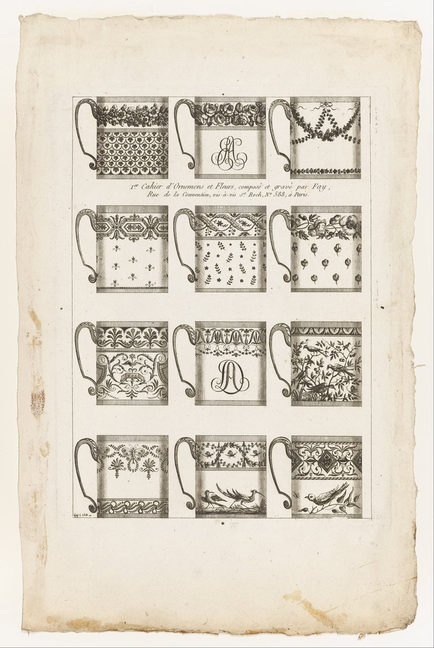 Designs pour tasses à chocolat, planche 1 du 1er Cahier d