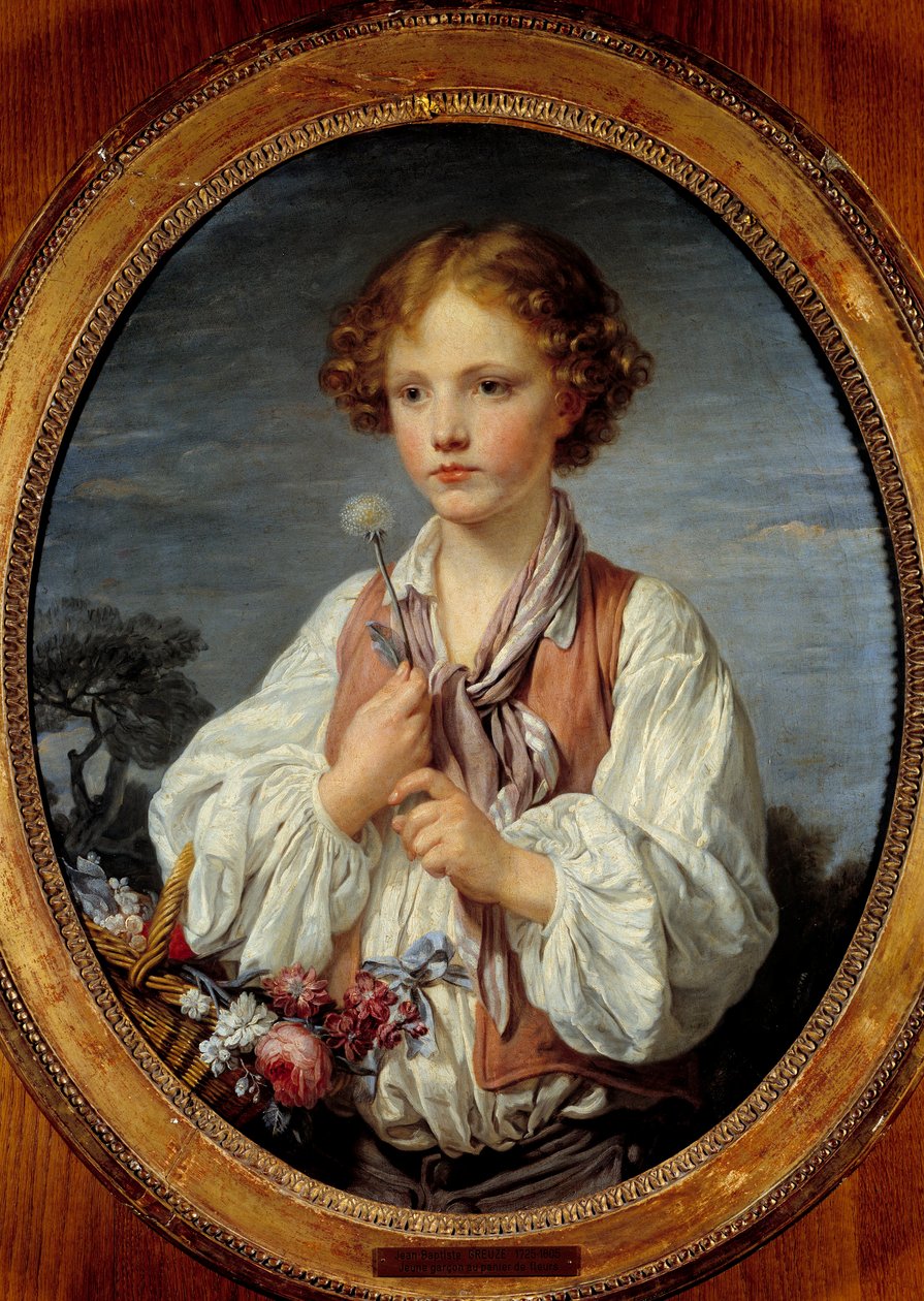 Jeune garçon dans le panier de fleurs par Jean Baptiste Greuze (1725-1805) 1761 - Jean Baptiste Greuze