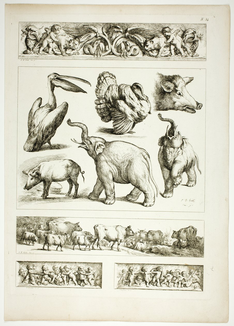 Planche 34 de 38 de Oeuvres de J. B. Huet - Jean Baptiste Huet