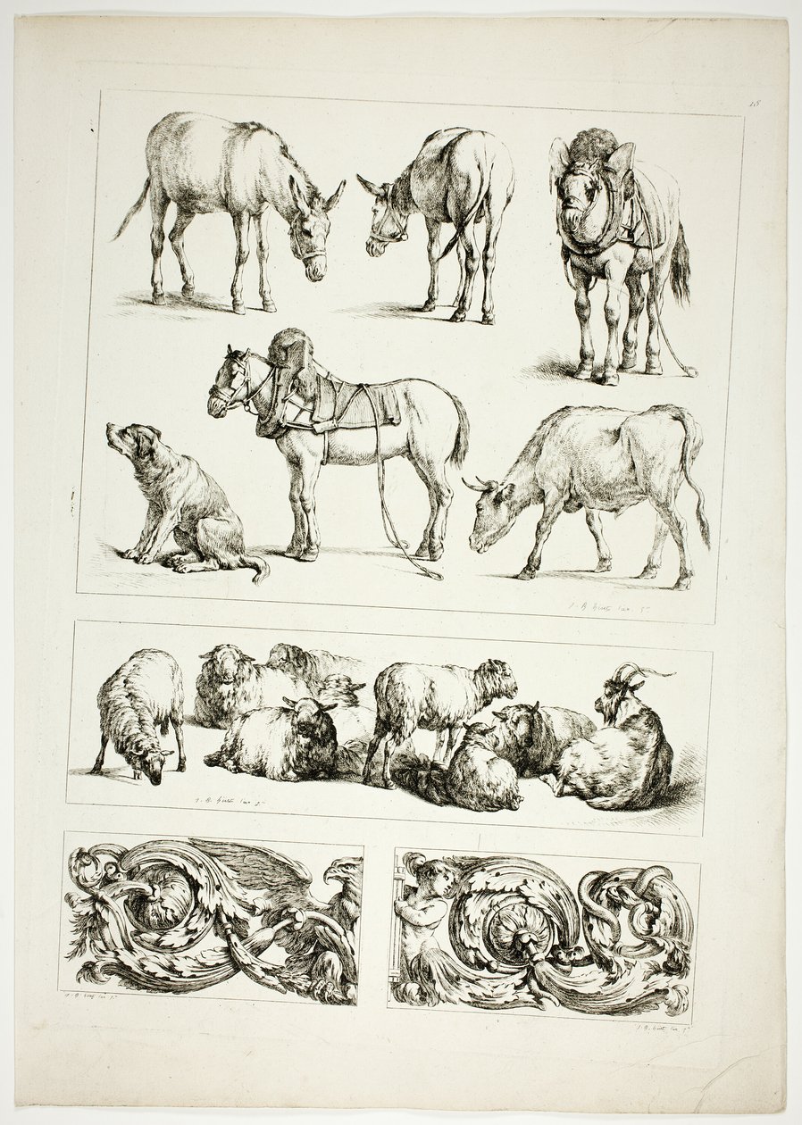 Planche quinze de 38 de Oeuvres de J. B. Huet - Jean Baptiste Huet