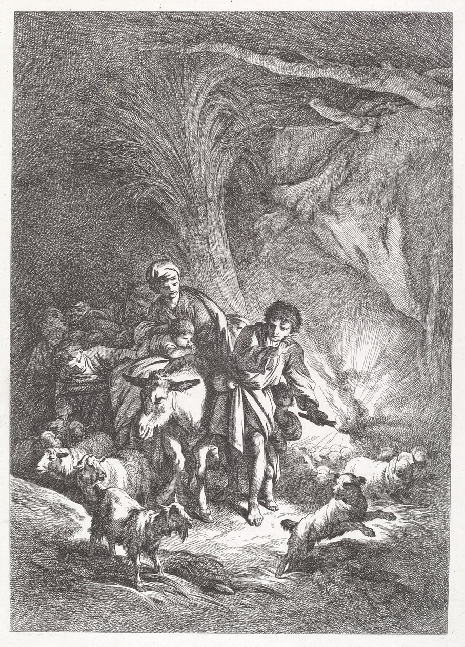 La fuite en Égypte - Jean Baptiste Huet