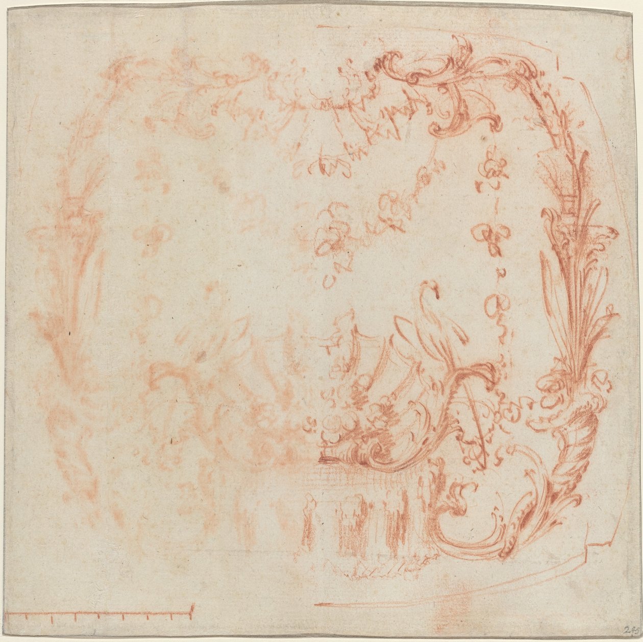 Design mural rococo avec une fontaine et des cygnes [verso] - Jean Baptiste Joseph Pater