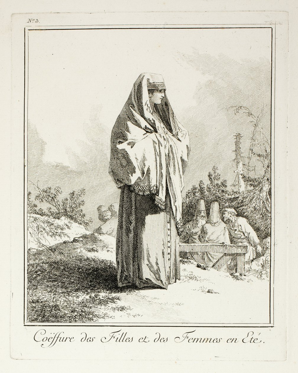 Coiffure pour filles et femmes en été, planche trois de Divers Habillements des Peuples du Nord - Jean Baptiste Le Prince
