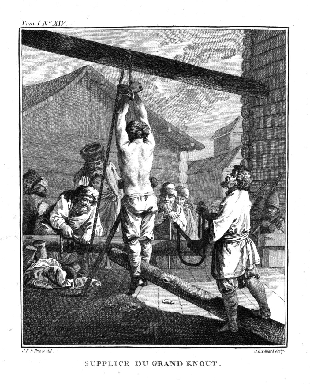Punition avec un Grand Knout. De Voyage en Sibérie, 1766 - Jean Baptiste Le Prince