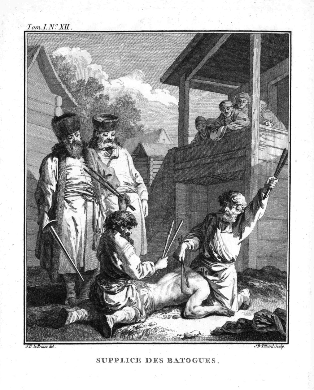 Punition avec batogs. De Voyage en Sibérie, 1766 - Jean Baptiste Le Prince