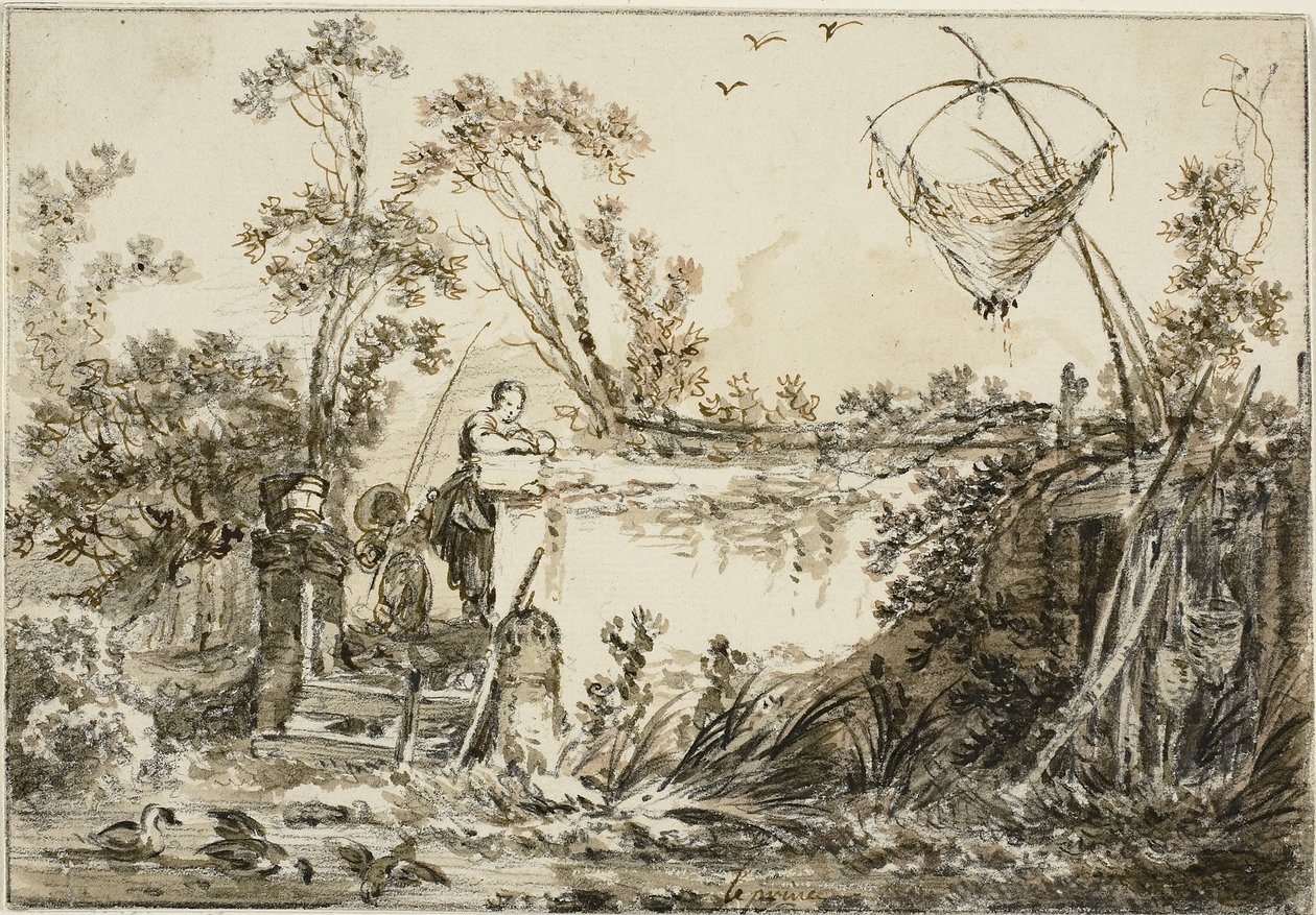 Étude pour le frontispice de Varie Vedute del Gentile, vers 1755 - Jean Baptiste Le Prince