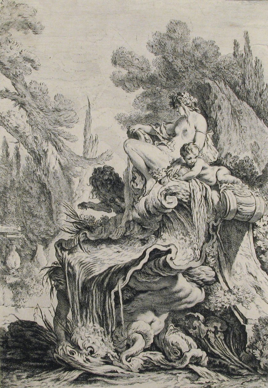 Fontaine avec une naïade assise sur une coquille - Jean Baptiste Marie Pierre