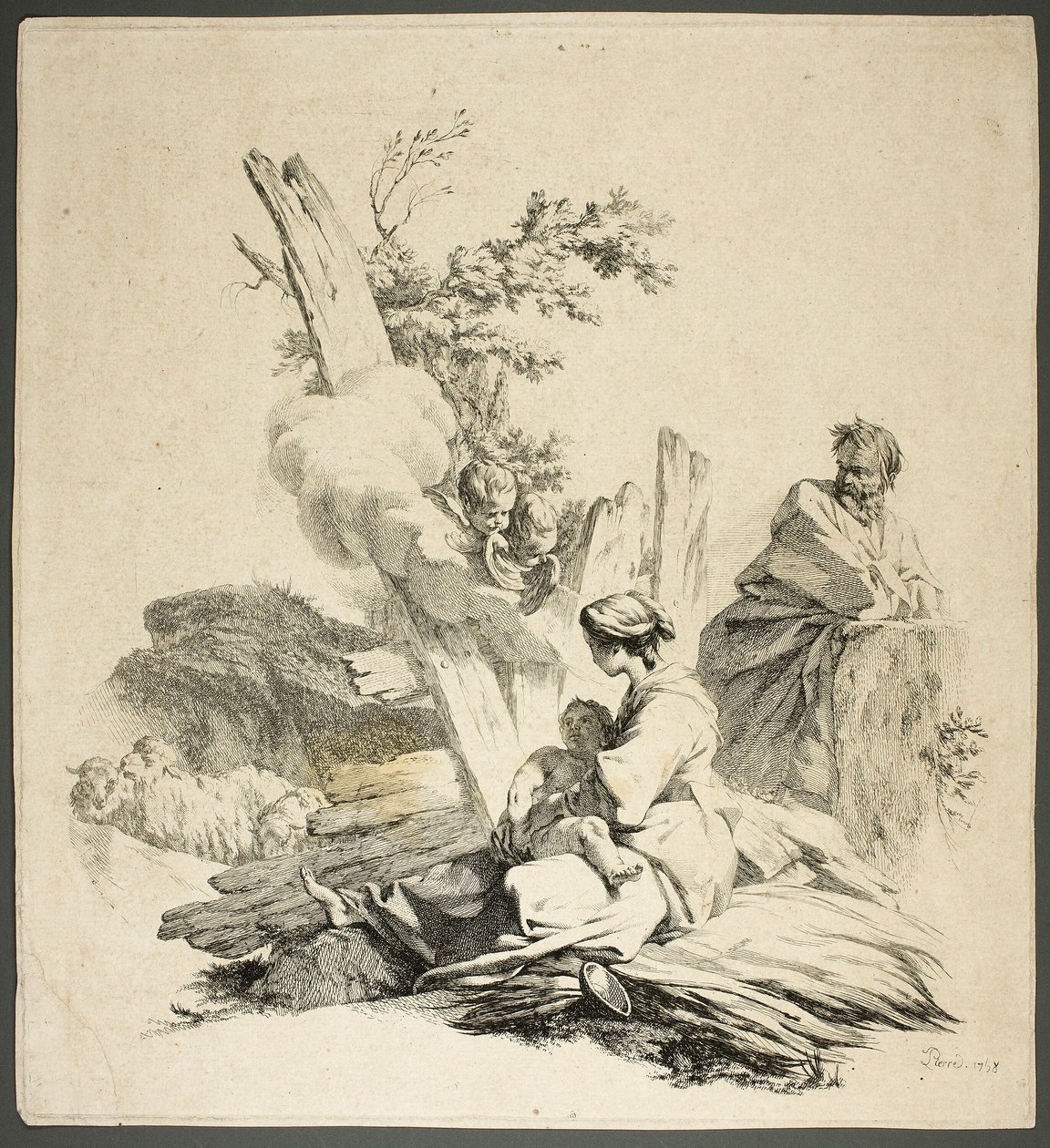 Sainte Famille avec les anges - Jean Baptiste Marie Pierre