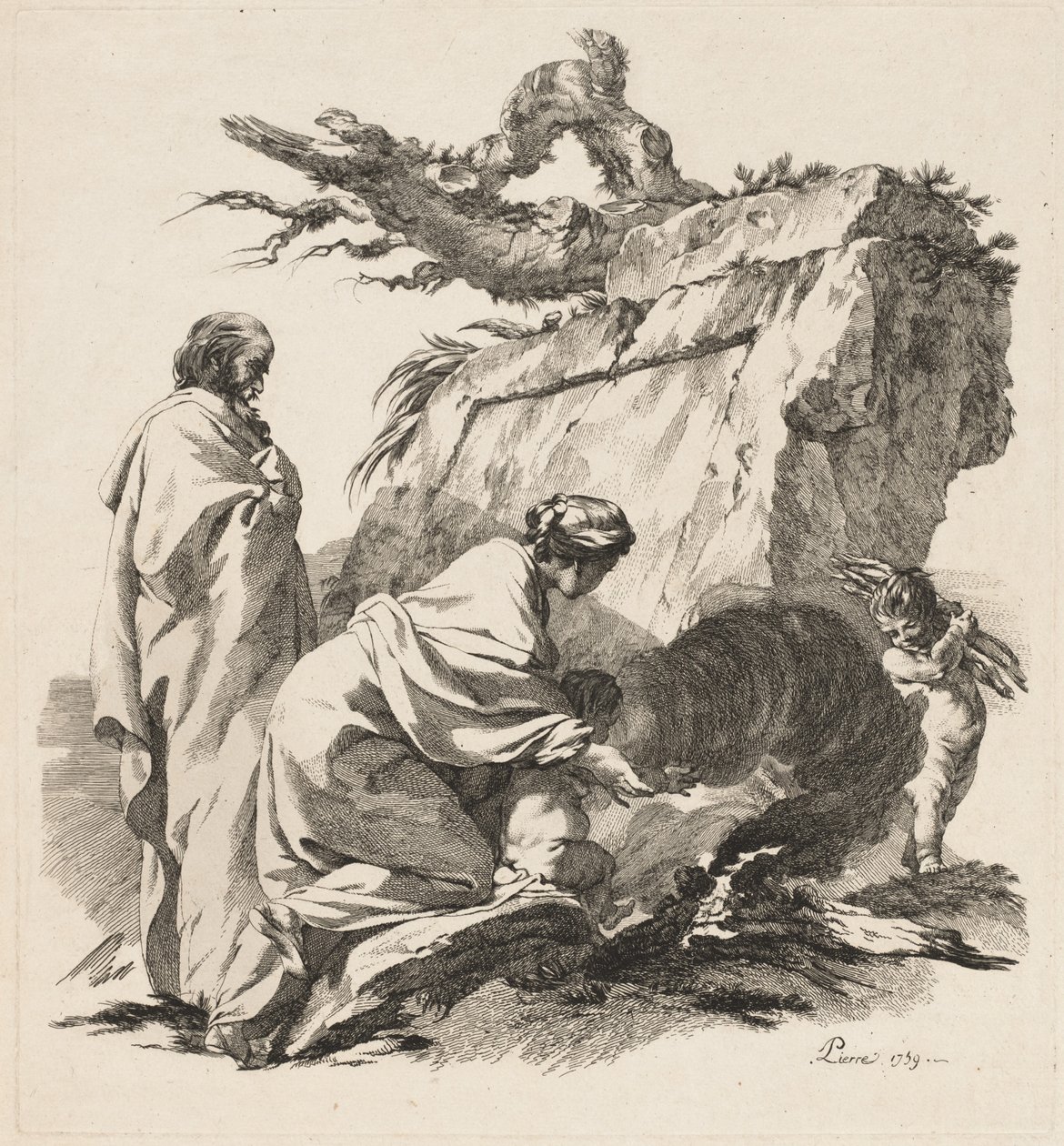 Repos pendant la fuite en Égypte - Jean Baptiste Marie Pierre