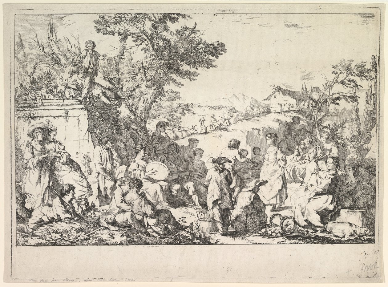 Fête de village dans la campagne romaine - Jean Baptiste Marie Pierre