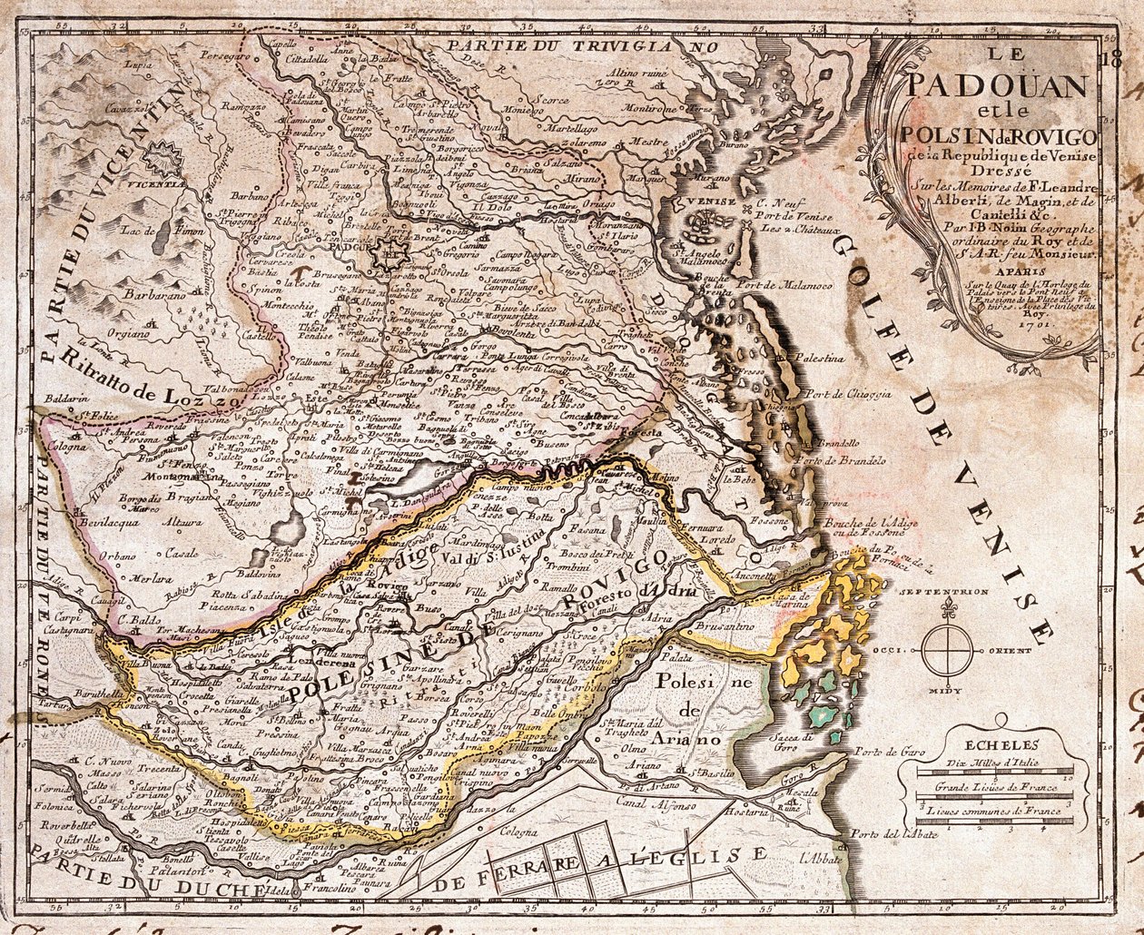 Carte de la région de Padoue et Polesine (Italie) (Gravure) - Jean Baptiste Nolin