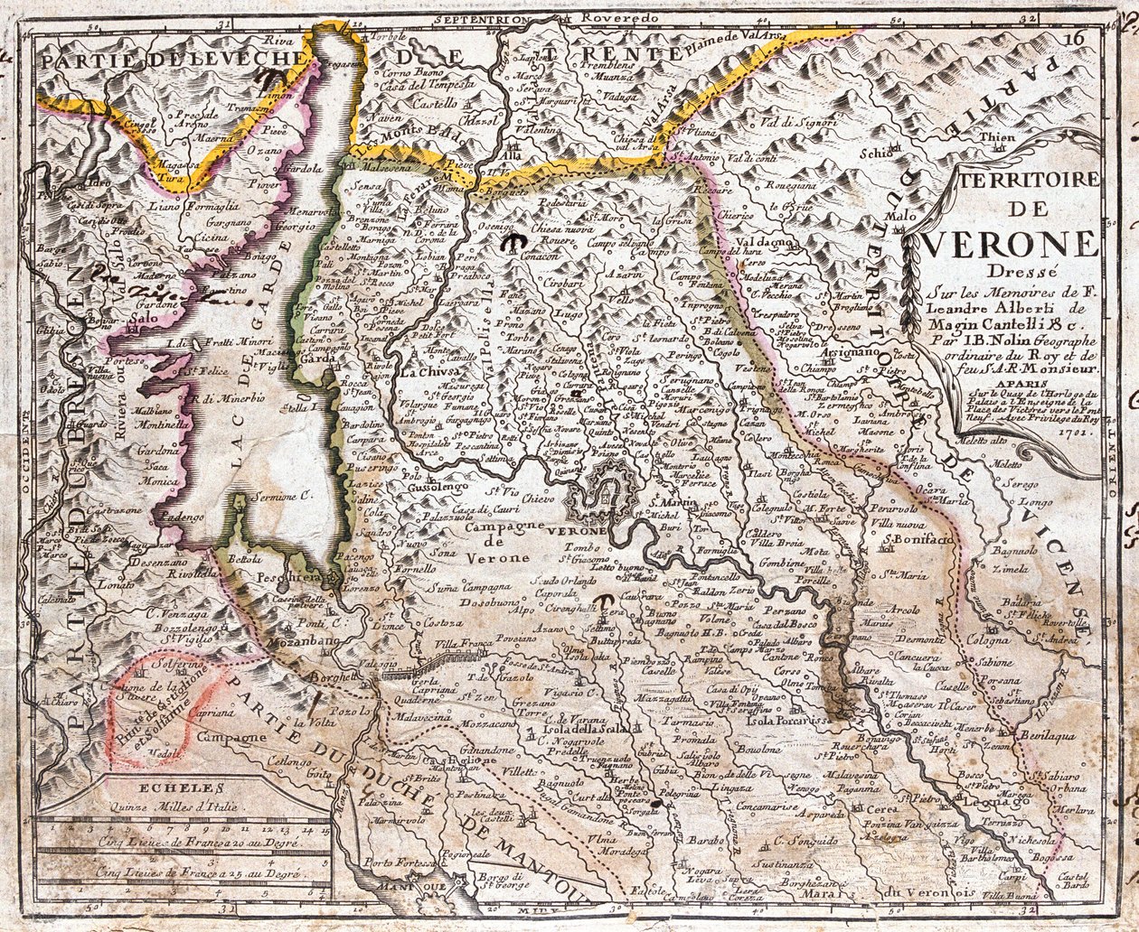 Carte du territoire de Vérone (Veneto, Italie) - Jean Baptiste Nolin