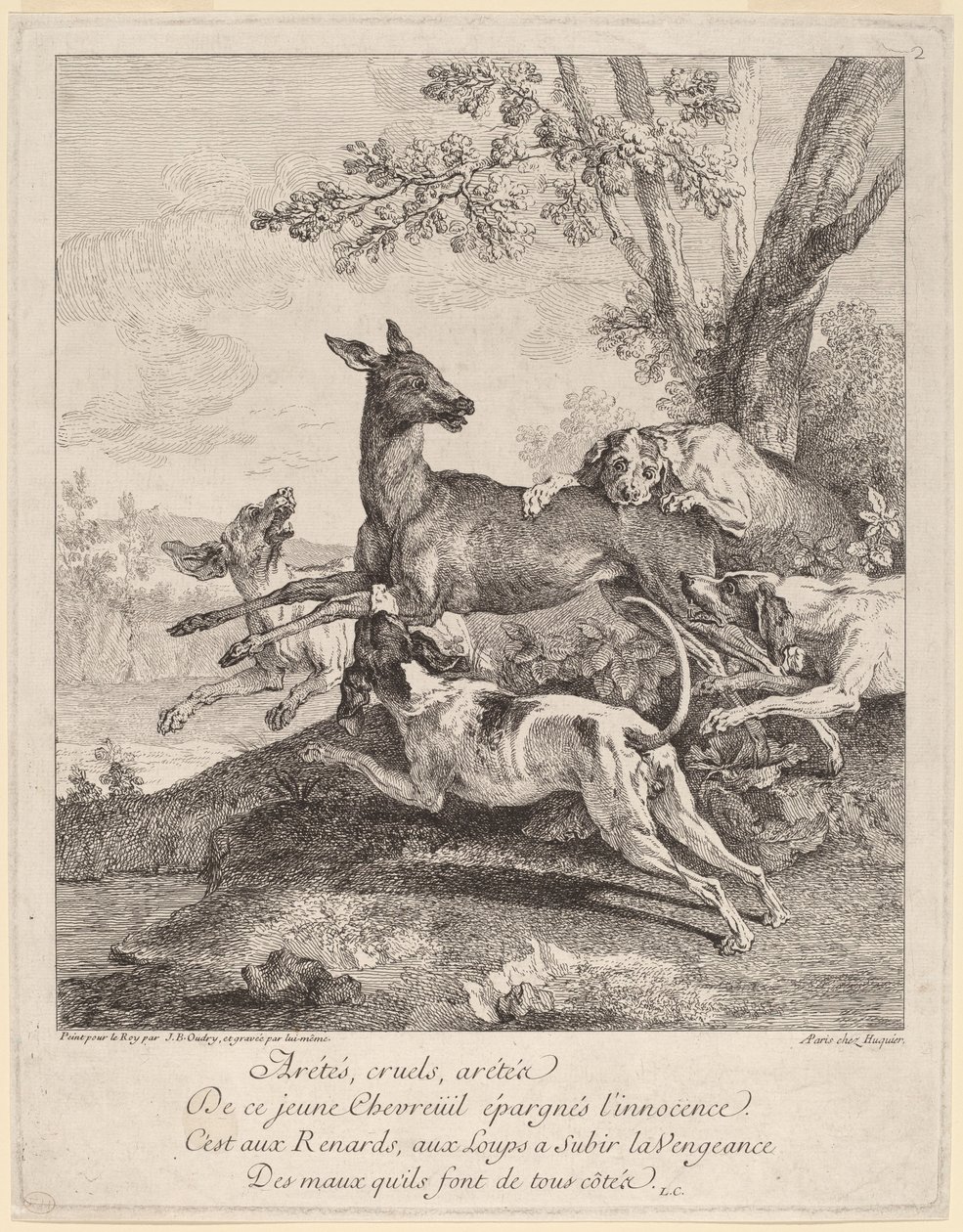 Un cerf attaqué par des chiens - Jean Baptiste Oudry