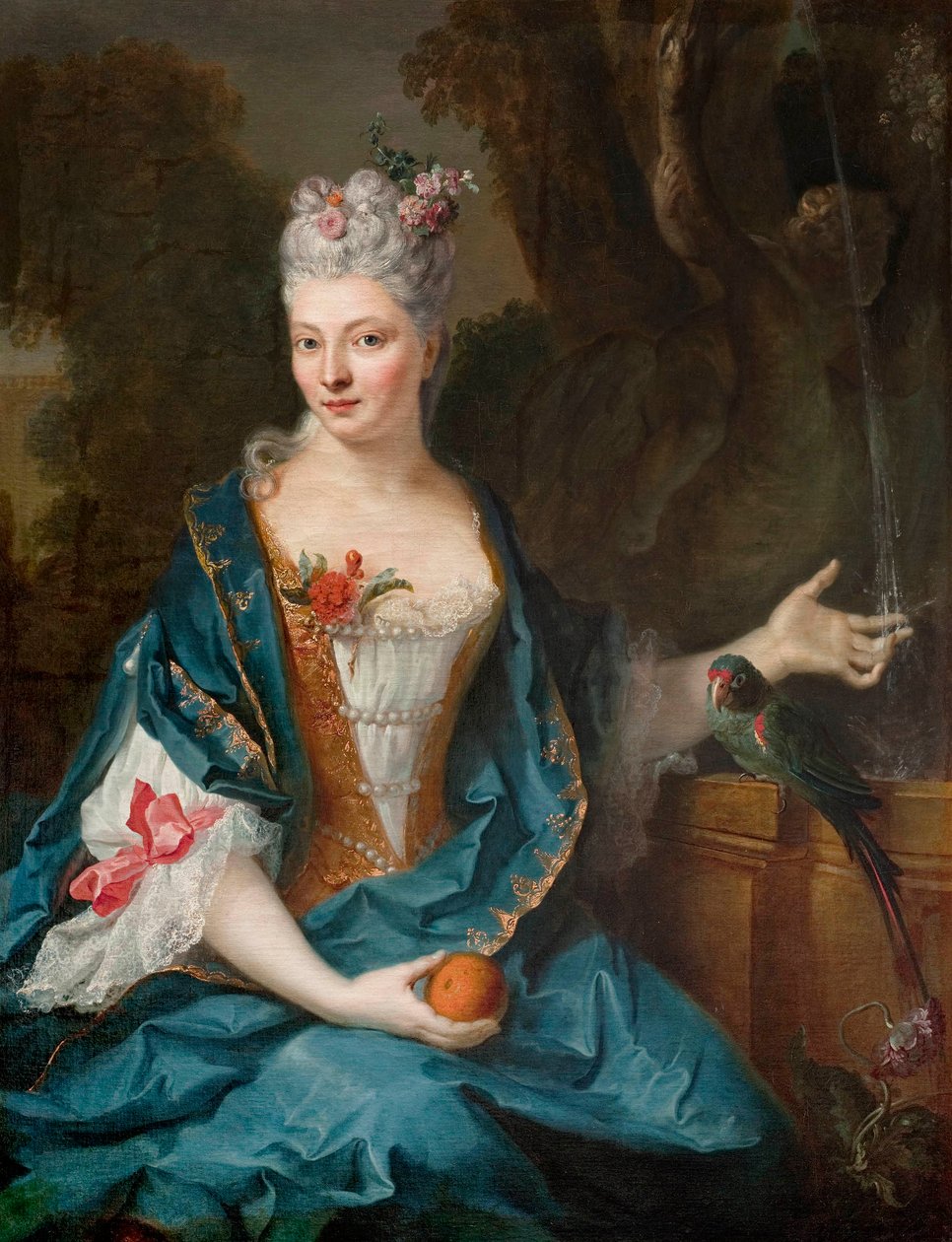 French: Dame assise dans un jardin - Jean Baptiste Oudry