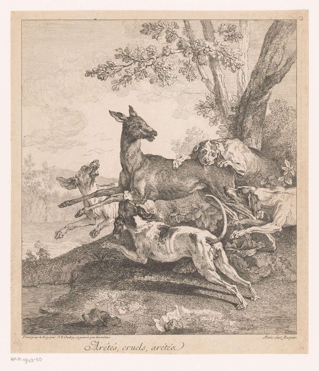 Cerf attaqué par des chiens de chasse - Jean Baptiste Oudry
