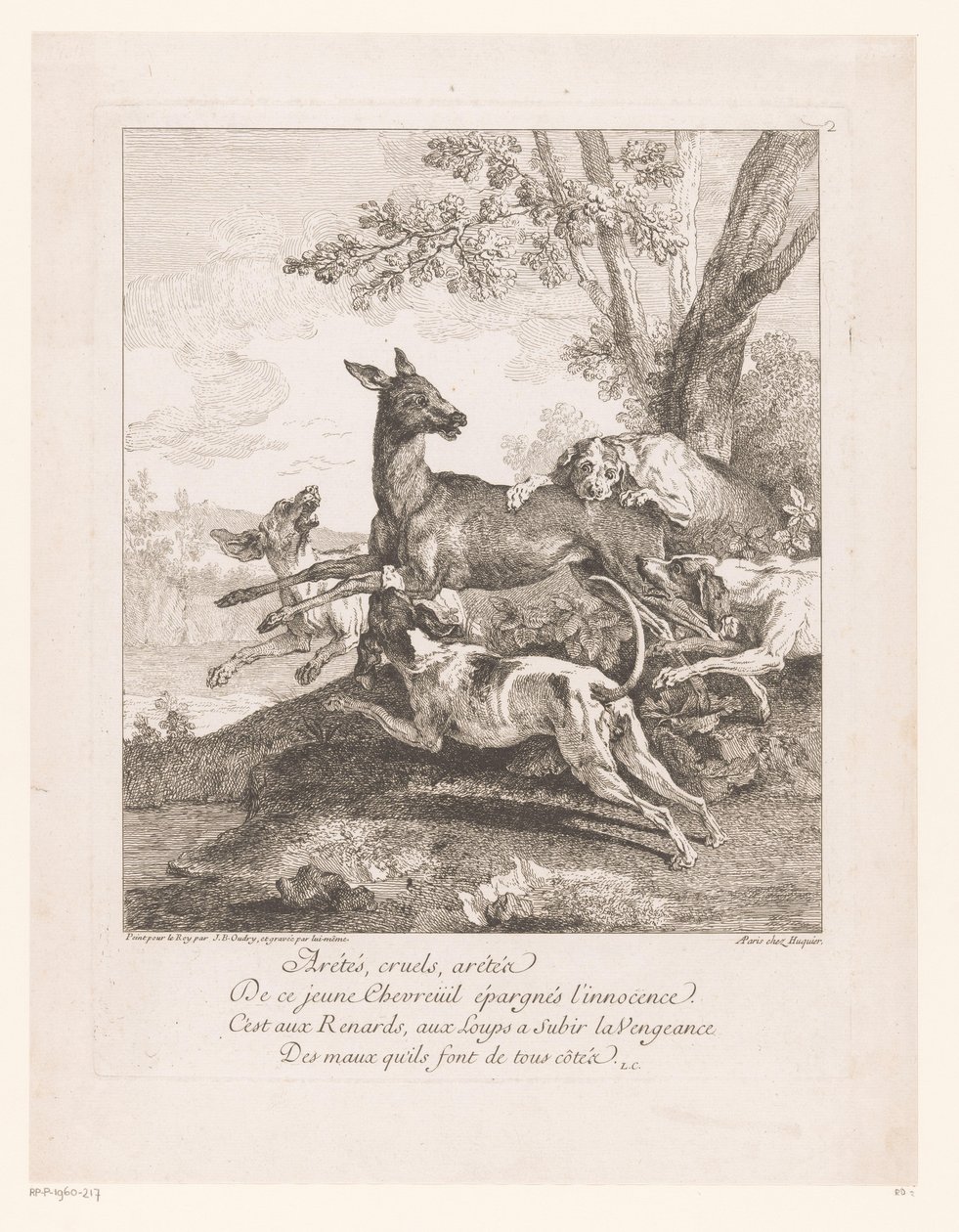 Cerf attaqué par des chiens de chasse - Jean Baptiste Oudry