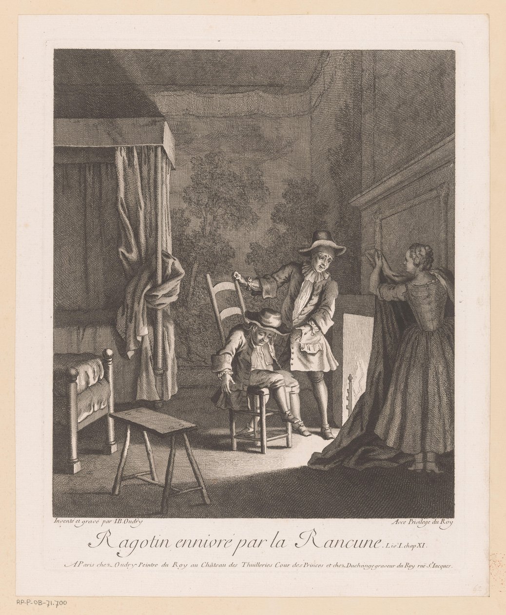 Ragotin ivre sur une chaise près du feu - Jean Baptiste Oudry
