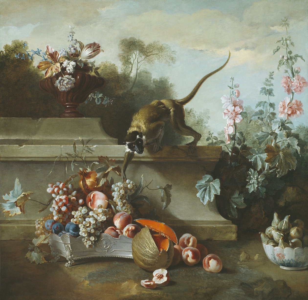 Nature morte avec singe, fruits et fleurs, 1724 - Jean Baptiste Oudry