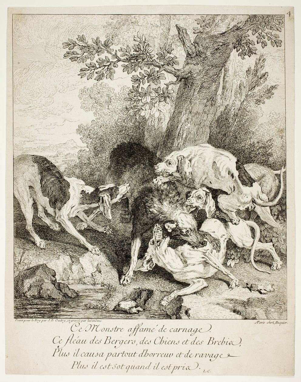Le loup à la baie - Jean-Baptiste Oudry