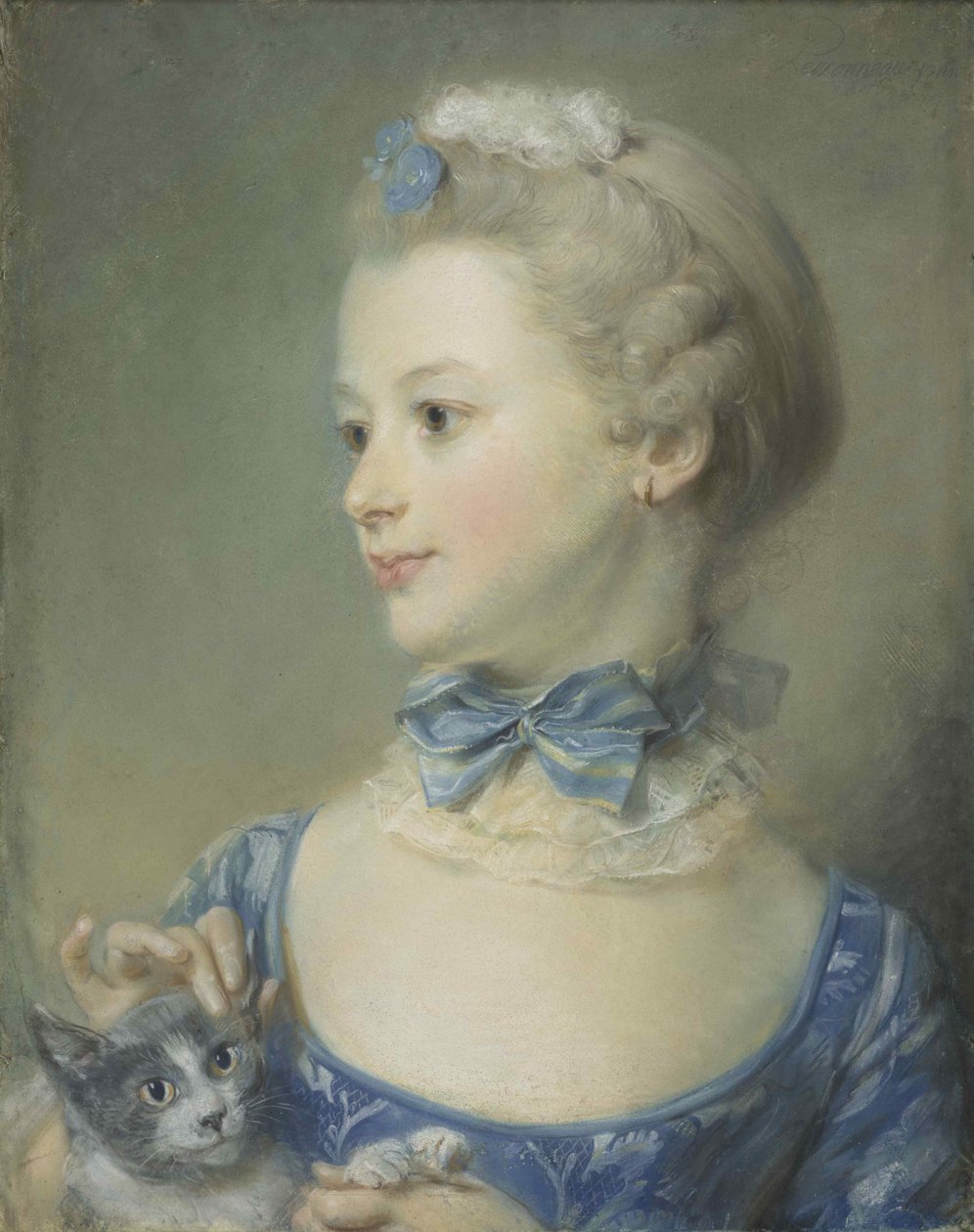 La petite fille avec le chat Marie-Anne Huquier - Jean Baptiste Perronneau