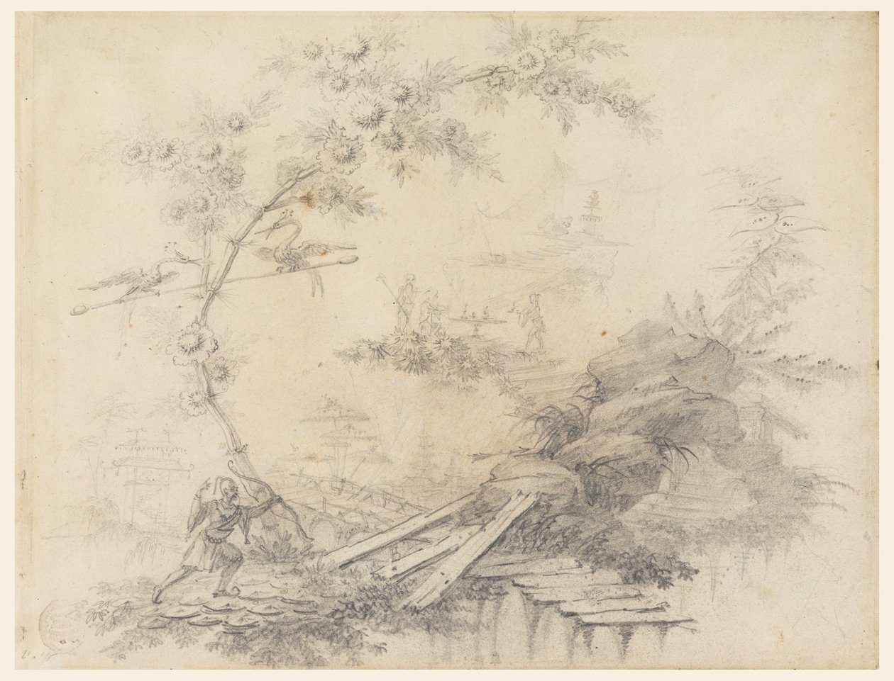 Dessin, fantaisie chinoise, vers 1780 - Jean Baptiste Pillement