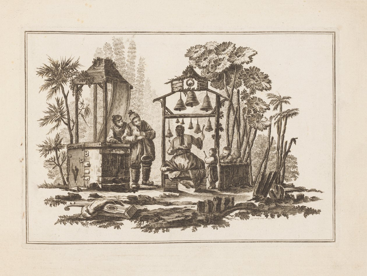 Figure Jouant des Cloches, de "Nouveau Cahier de Six Feuilles De Différents Sujets Chinois Historiés" - Jean Baptiste Pillement
