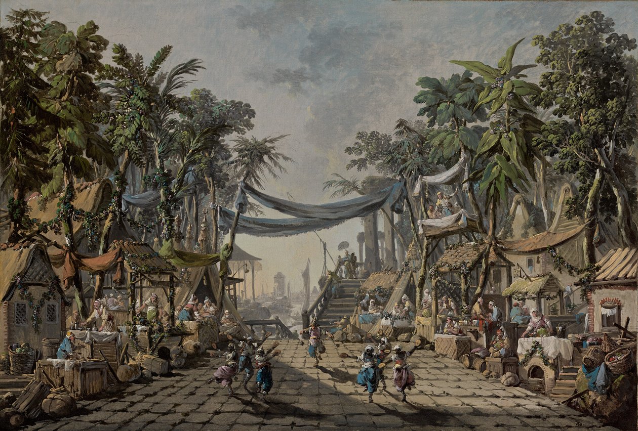 Scène de marché dans un port oriental imaginaire, c. 1764 - Jean Baptiste Pillement