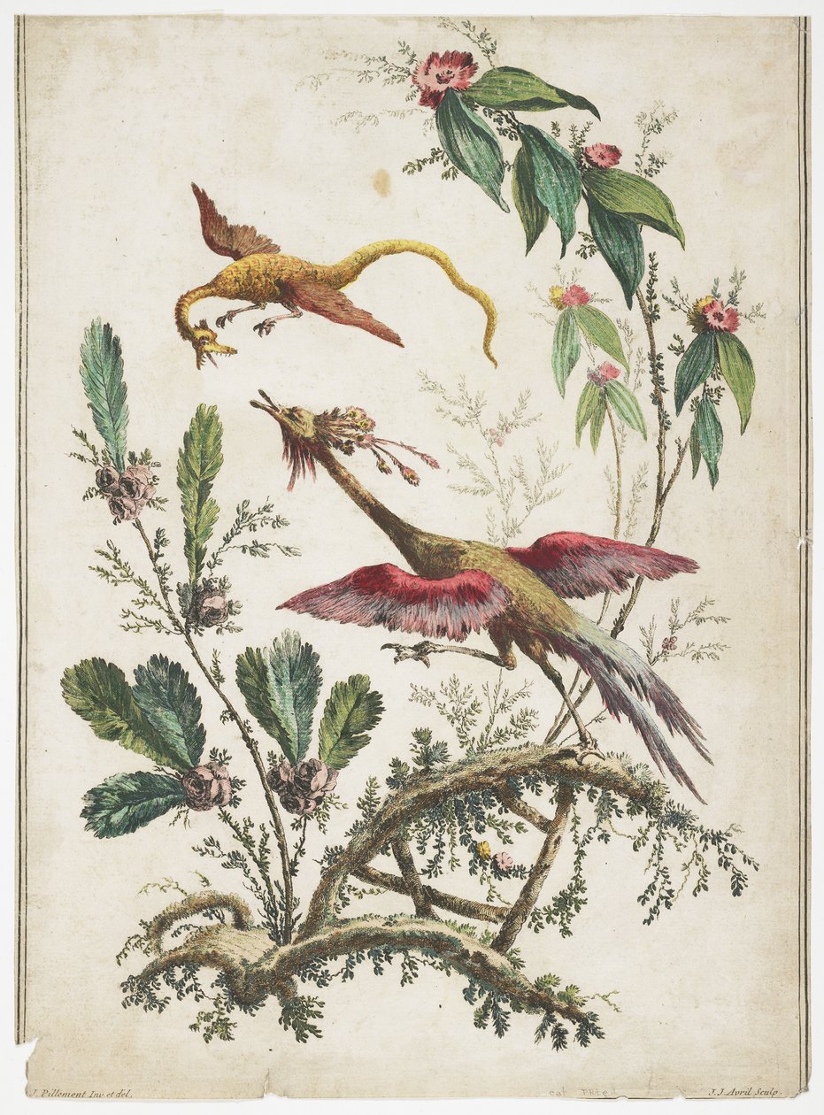 Ornement. Chinoiserie. Fleurs et oiseaux., 1770 - Jean Baptiste Pillement