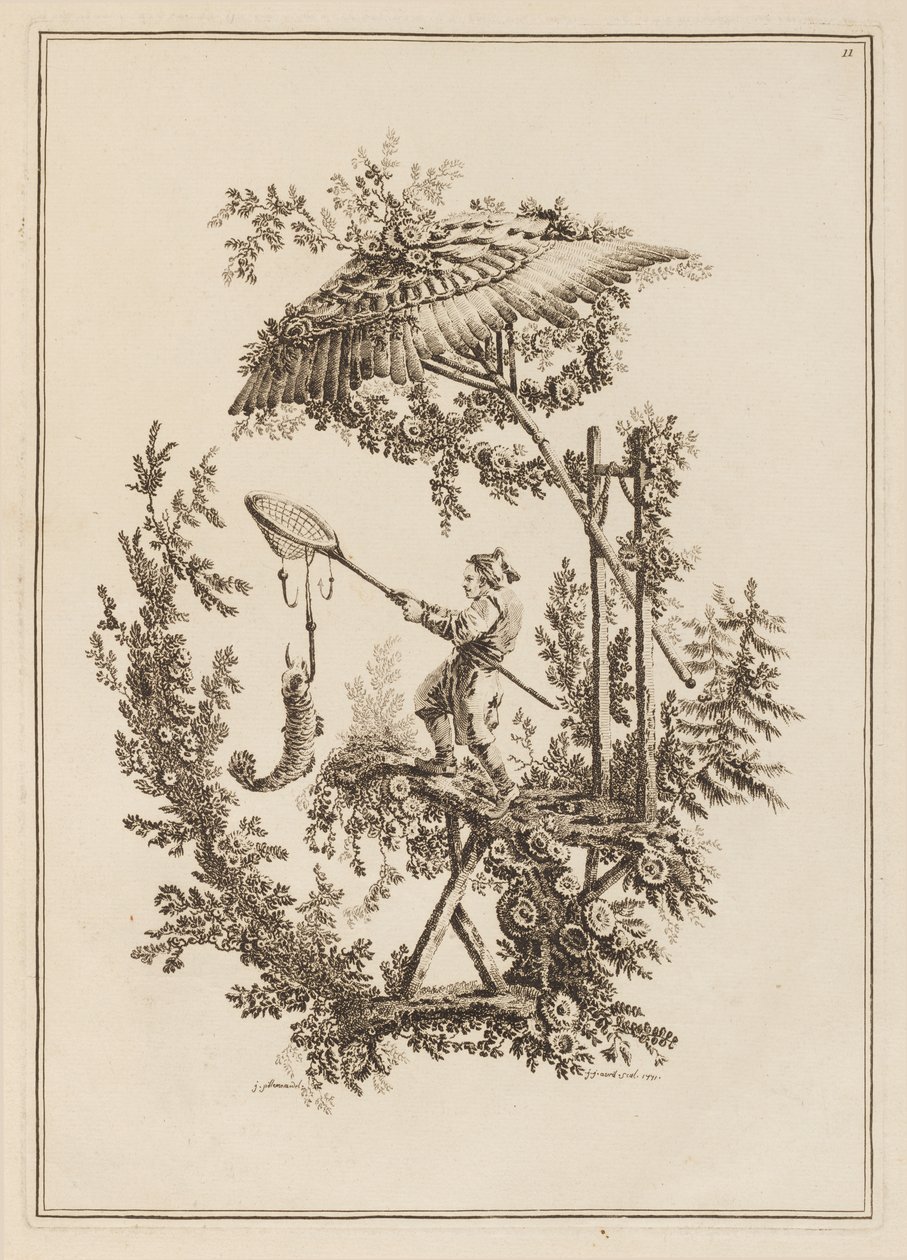 Planche 11, de "Suite de Douze Pêcheurs et Chasseurs" - Jean Baptiste Pillement