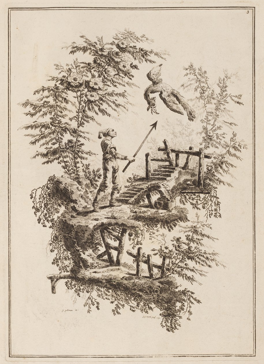 Planche 3, "Suite de douze pêcheurs et chasseurs" - Jean Baptiste Pillement