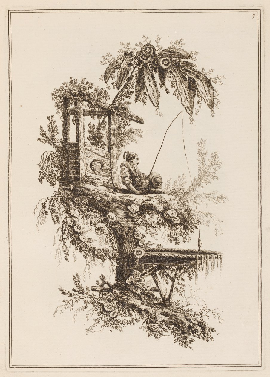 Planche 7, "Suite de douze Pêcheurs et Chasseurs" - Jean Baptiste Pillement