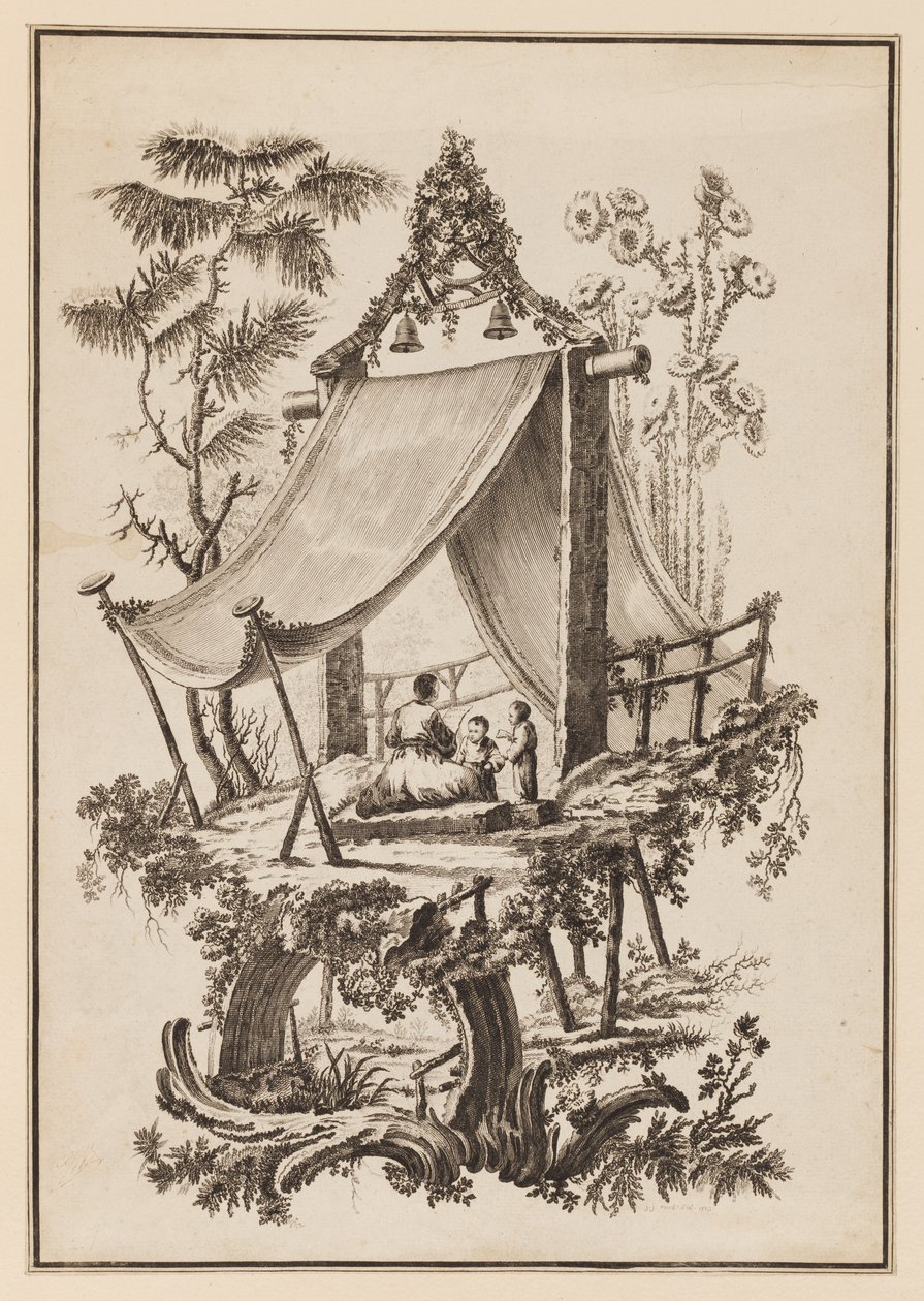 Trois figures sous une tente - Jean Baptiste Pillement