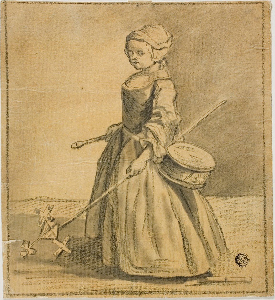 Fille jouant avec un tambour - Jean-Baptiste Simeon Chardin
