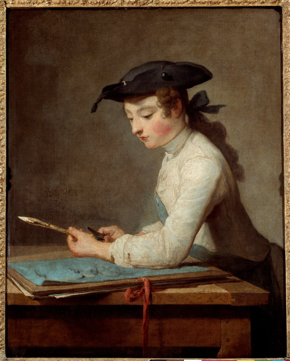 Jeune dessinateur taillant son crayon - Jean-Baptiste Simeon Chardin