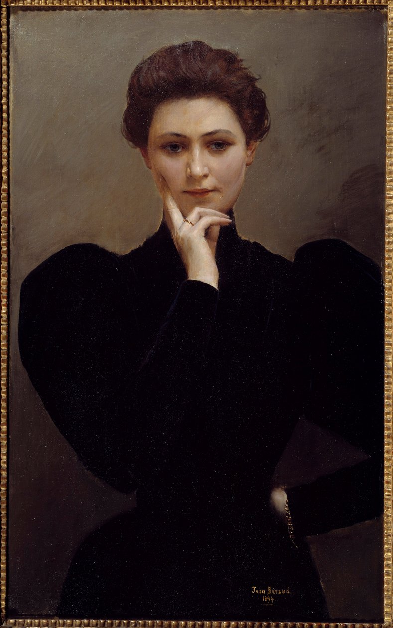 Méditation Une jeune femme pensive habillée à la mode Belle Époque - Jean Beraud