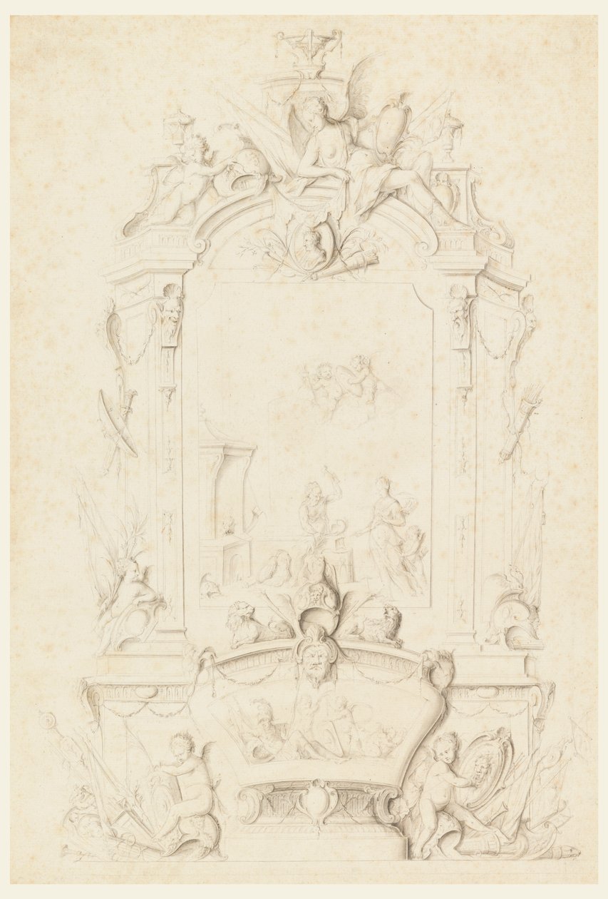 Vénus à la forge de Vulcain, dessin pour un panneau de buffet - Jean Bernard Honoré Toro