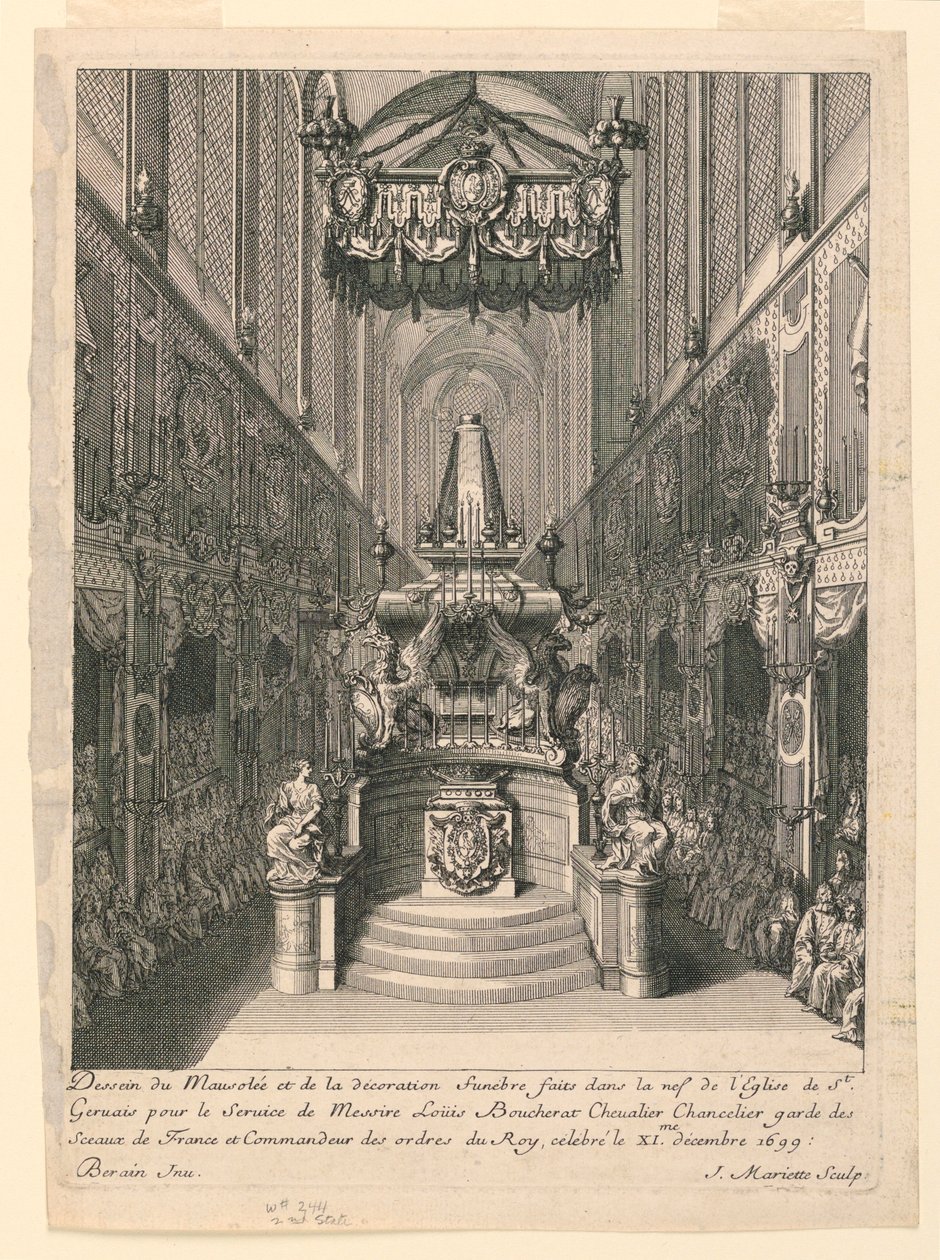 Catafalque de Louis Boucherat, Deuxième État, St. Gervais, Paris - Jean Bérain, the Elder